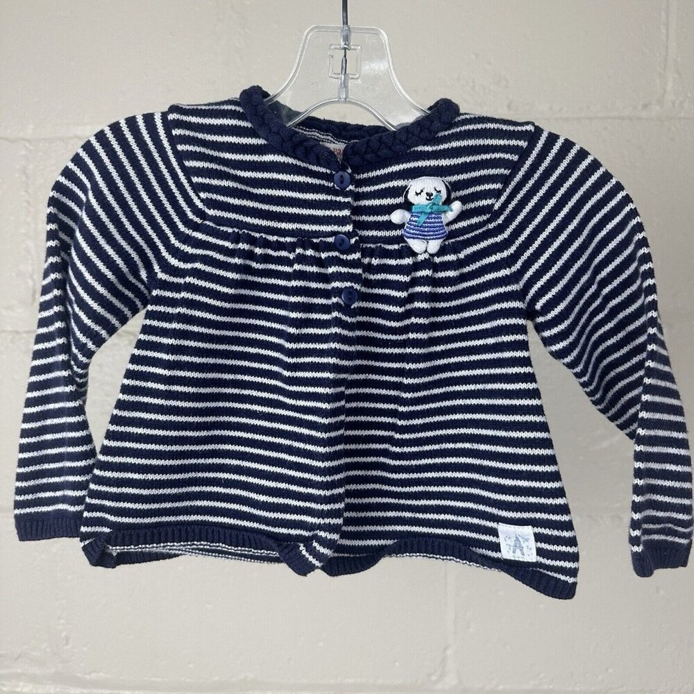 Du Pareil au meme French Baby Girl Cardigan Sweater Embroidered 18 Months